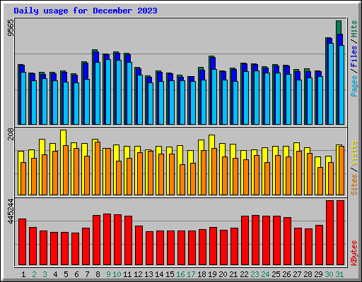 Daily usage for December 2023